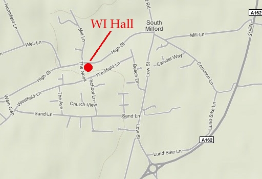 Map showing location of the South Milford Women's Institute.