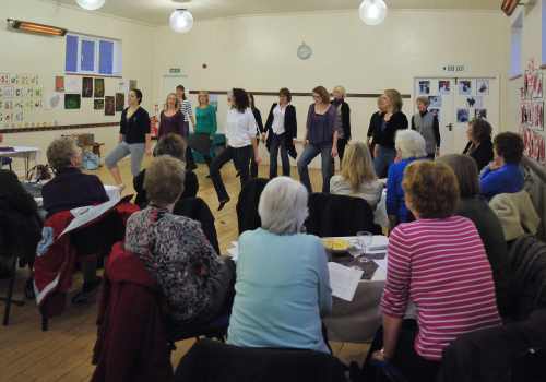 Line dancing at the South Milford WI.